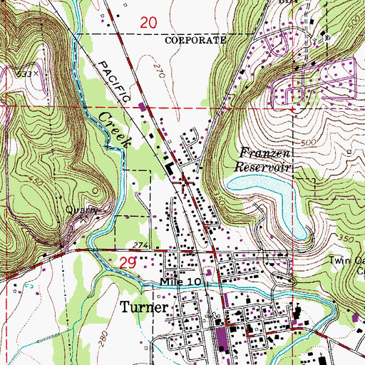 Topographic Map of Turner Public Works Department Office, OR