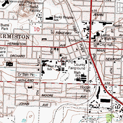 Topographic Map of Umatilla County Fairgrounds, OR