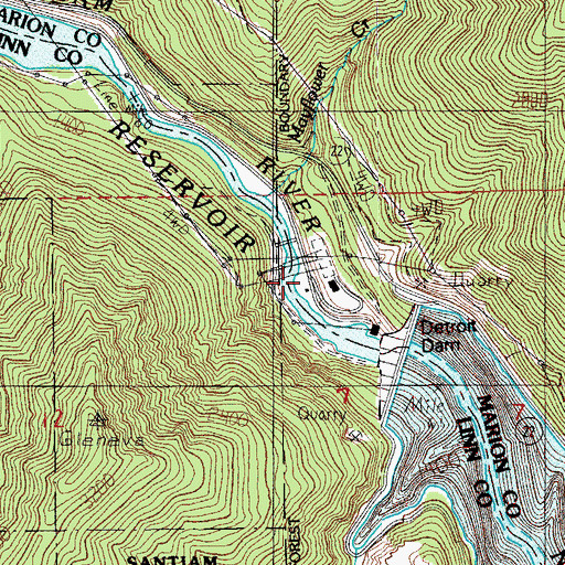 Topographic Map of Detroit Dam Road Boat Ramp, OR