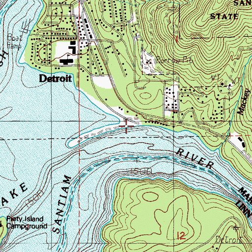 Topographic Map of United States Forest Service Detroit Flats Boat Ramp, OR