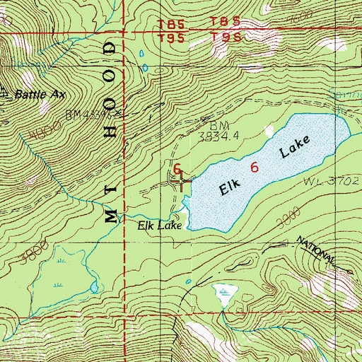 Topographic Map of United States Forest Service Elk Lake Campground Boat Ramp, OR