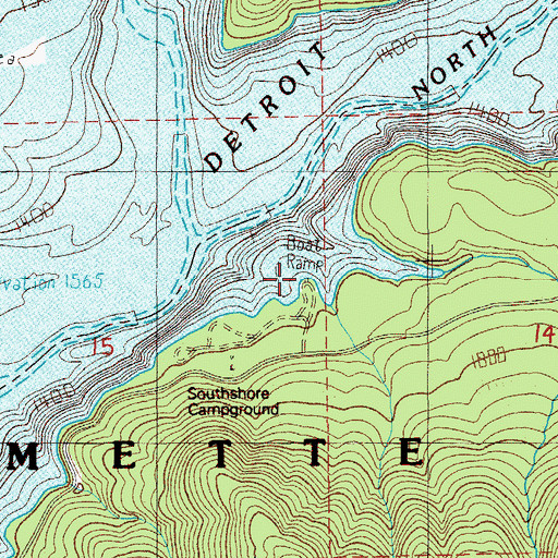 Topographic Map of South Shore Campground Boat Ramp, OR