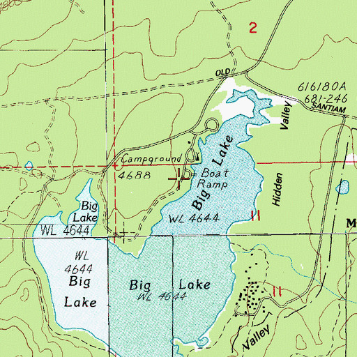 Topographic Map of Big Lake Campground Boat Ramp, OR
