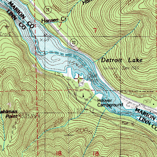 Topographic Map of Hoover Campground Boat Ramp, OR