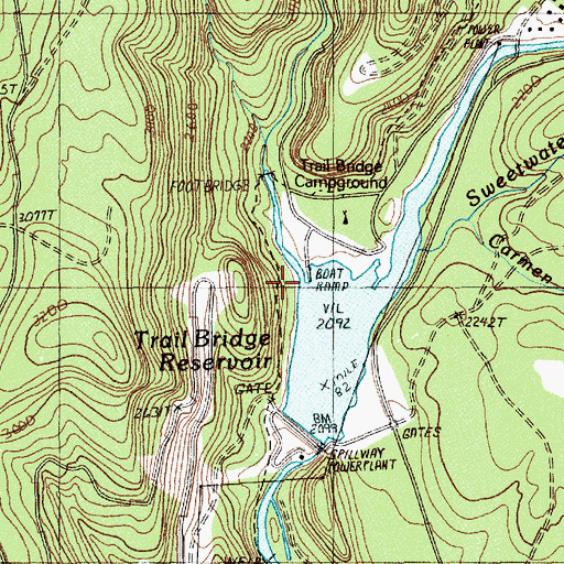 Topographic Map of Trailbridge Campground Boat Ramp, OR