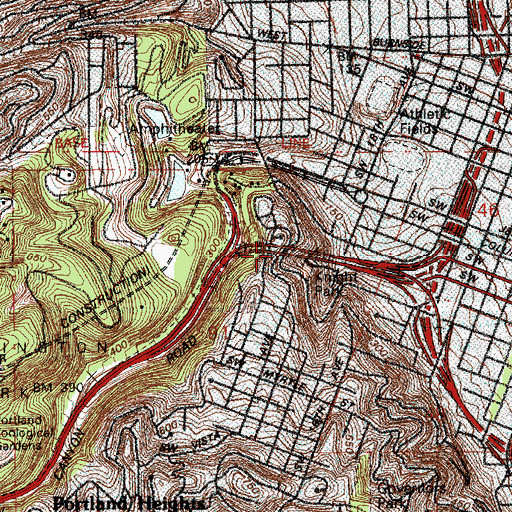 Topographic Map of Vista Ridge Tunnel Eastbound 9103, OR