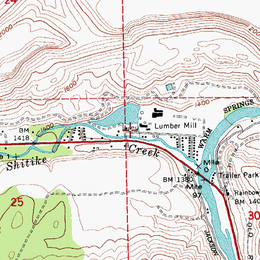 Topographic Map of Warm Springs Forest Products 1 - 3 Biomass Facility, OR