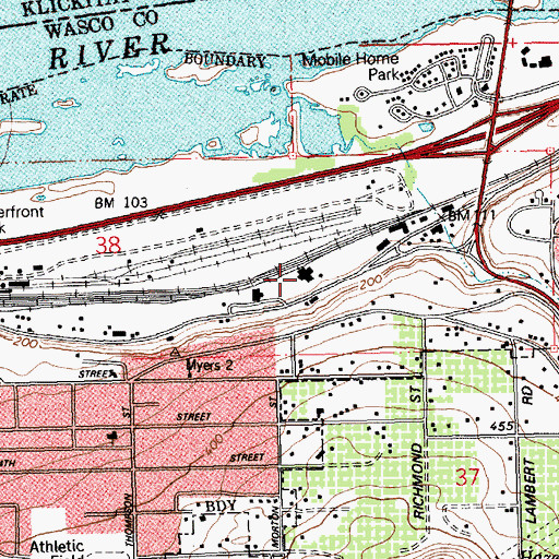 Topographic Map of Wasco County Public Works, OR
