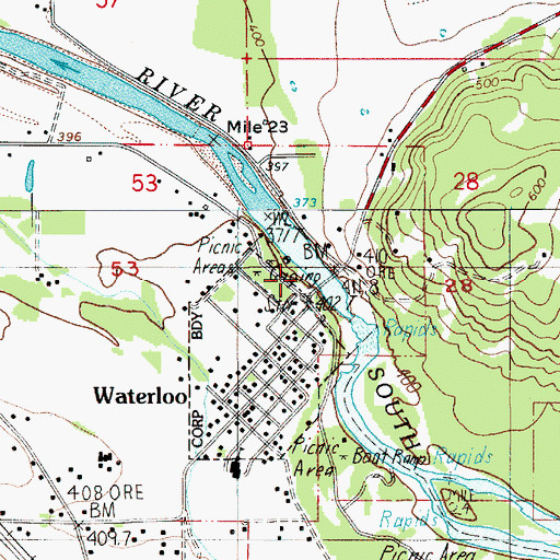Topographic Map of Waterloo County Park Claude Cox Addition Lower Boat Ramp, OR
