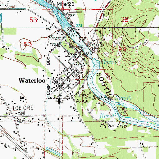 Topographic Map of Waterloo County Park Upper Boat Ramp, OR