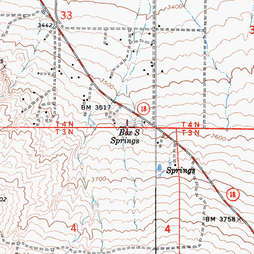 Topographic Map of Box S Springs, CA