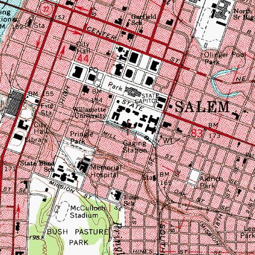 Topographic Map of Willamette Playhouse Theatre, OR
