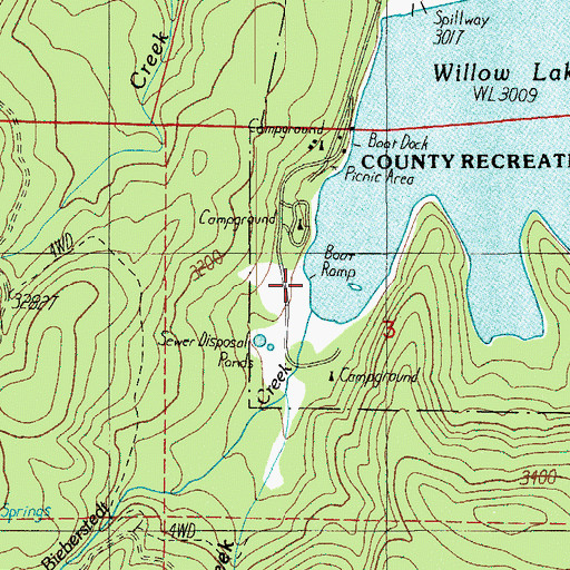 Topographic Map of Willow Lake Jackson County Boat Ramp, OR