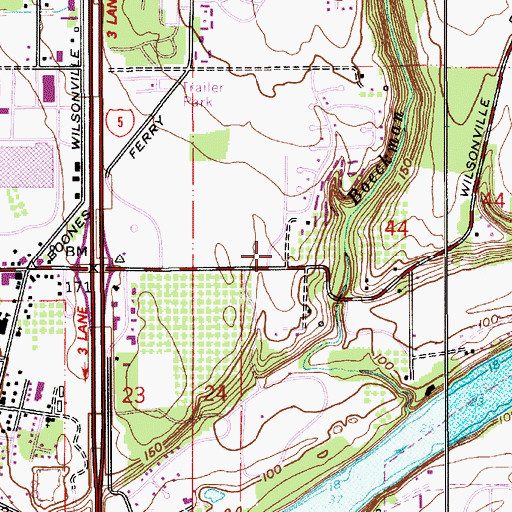 Topographic Map of Wilsonville Public Works, OR