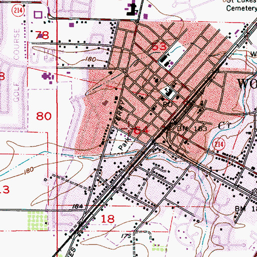 Topographic Map of Woodburn City Hall, OR