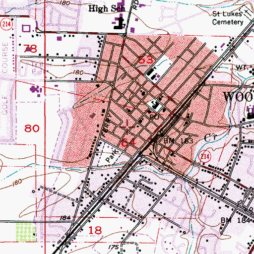 Topographic Map of Woodburn Public Library, OR