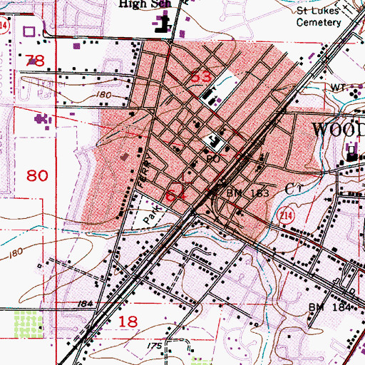 Topographic Map of Woodburn Public Works Department Office, OR