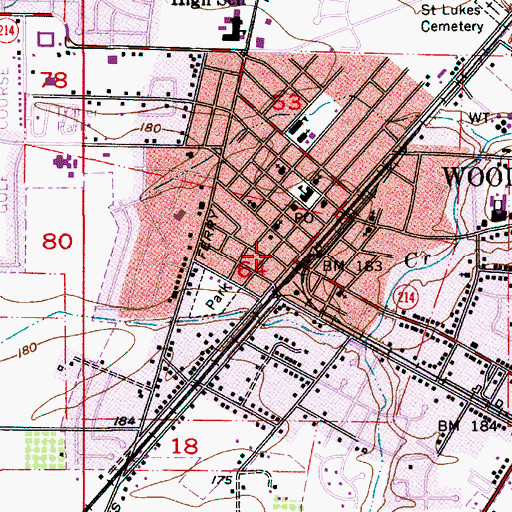 Topographic Map of Woodburn Transit System Station, OR