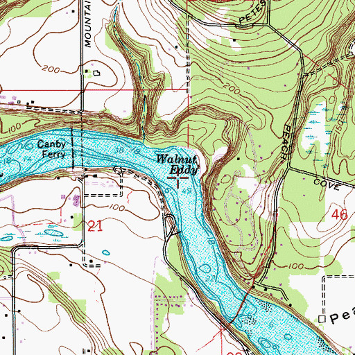 Topographic Map of Hebb Park Marina, OR