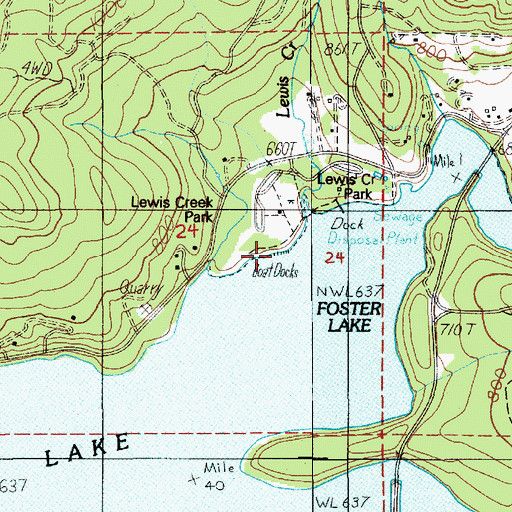 Topographic Map of Lewis Creek County Park Marina, OR