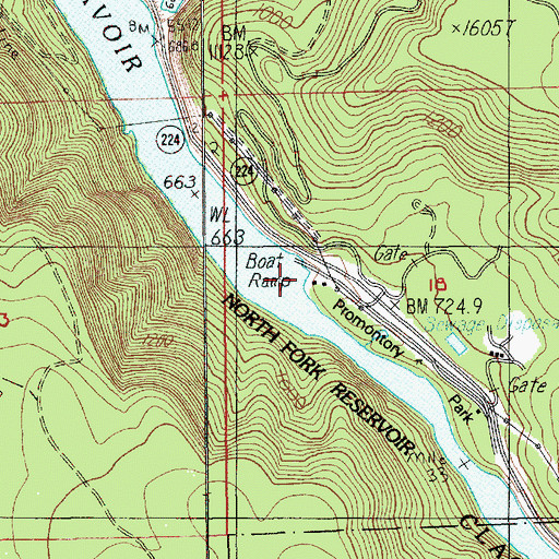 Topographic Map of Portland General Electric Promontory Park Marina, OR