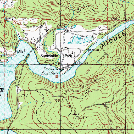 Topographic Map of Sunnyside County Park Marina, OR