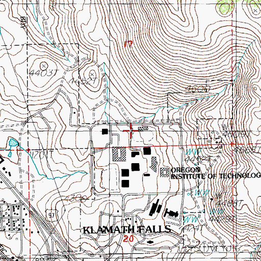 Topographic Map of John F Moehl Stadium, OR