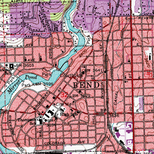 Topographic Map of Deschutes County Justice Building, OR