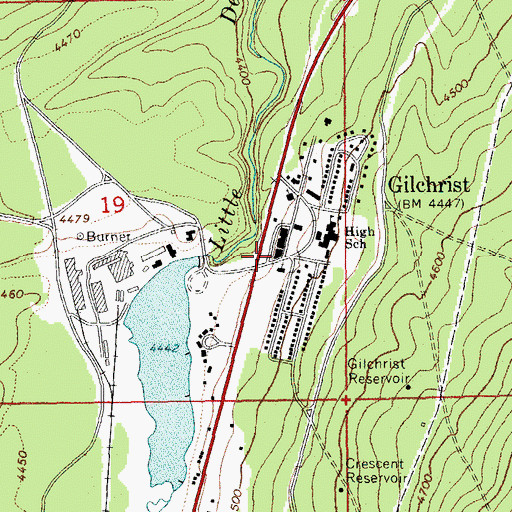 Topographic Map of Klamath County Library Gilchrist Branch, OR