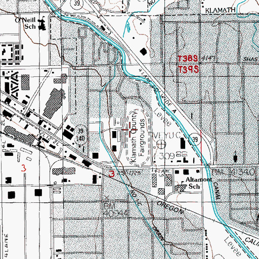 Topographic Map of Klamath County Fairgrounds Outdoor Arena, OR