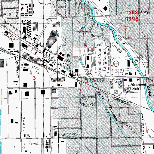 Topographic Map of Basin Transit Service Fairgrounds Transit Center, OR