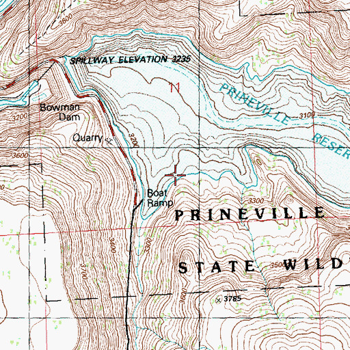 Topographic Map of Powder House Cove Boat Ramp, OR