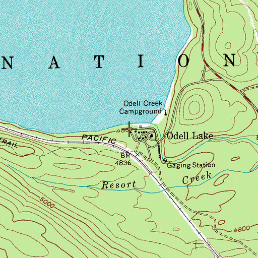 Topographic Map of Odell Lake Resort Boat Ramp, OR