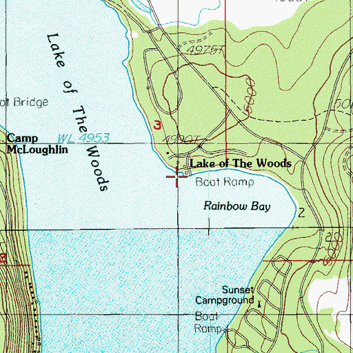 Topographic Map of Rainbow Bay Boat Launch, OR