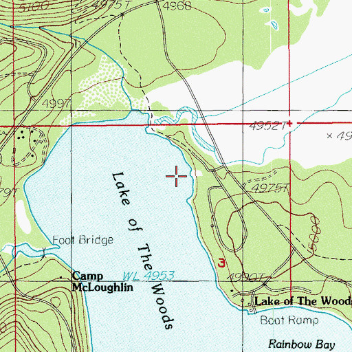 Topographic Map of Aspen Point Campground Boat Ramp, OR