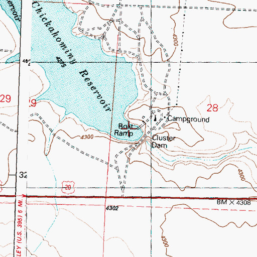 Topographic Map of Chickahominy Reservoir, OR
