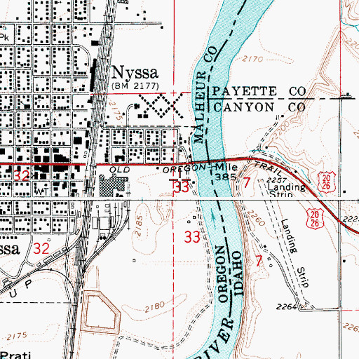 Topographic Map of Nyssa River Park Boat Ramp, OR