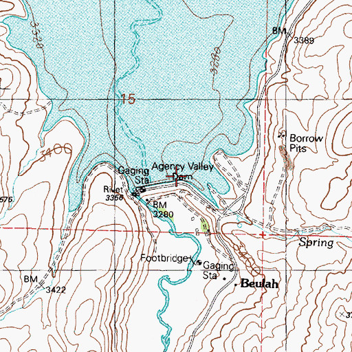 Topographic Map of Beulah Reservoir Ramp, OR