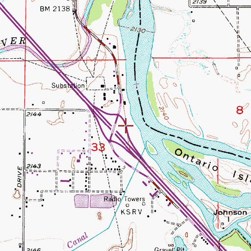 Topographic Map of Ontario State Park Boat Ramp, OR