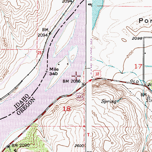 Topographic Map of Oasis RV Park Boat Ramp, OR