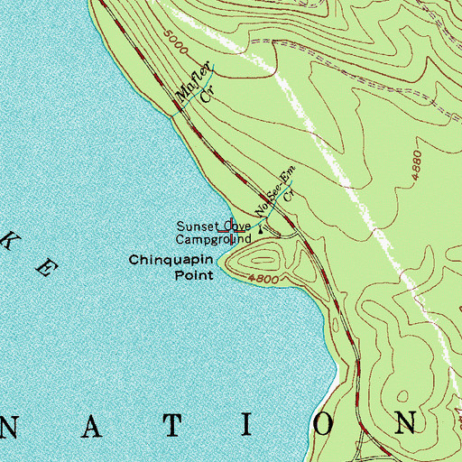 Topographic Map of Sunset Cove Campground Boat Ramp, OR