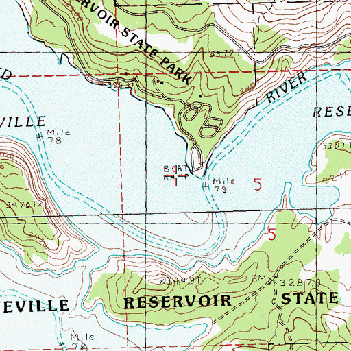 Topographic Map of Prinville Reservoir State Park Boat Ramp, OR