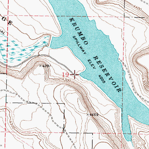 Topographic Map of Krumbo Reservoir Boat Ramp, OR
