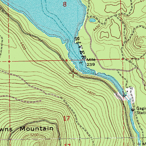 Topographic Map of Browns Mountain Boat Ramp, OR