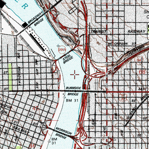 Topographic Map of Eastbank Transient Boat Tie - up, OR