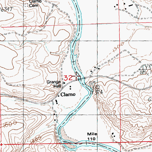 Topographic Map of Clarno State Recreation Site Boat Launch, OR