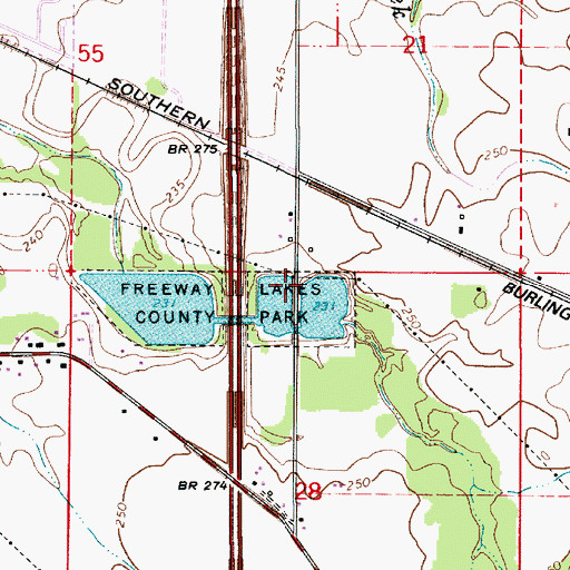 Topographic Map of Freeway Lakes County Park Freeway Lake 2 Boat Ramp, OR