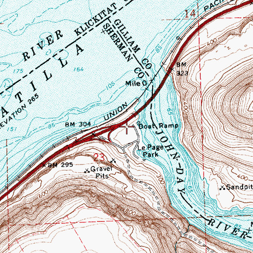 Topographic Map of Le Page Park Boat Ramp, OR