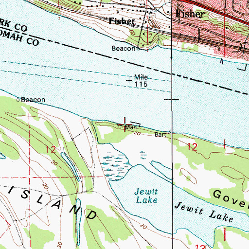 Topographic Map of Government Island Lower Dock, OR