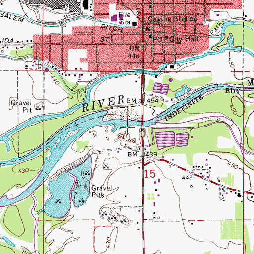 Topographic Map of Stayton Bridge County Park Boat Ramp, OR